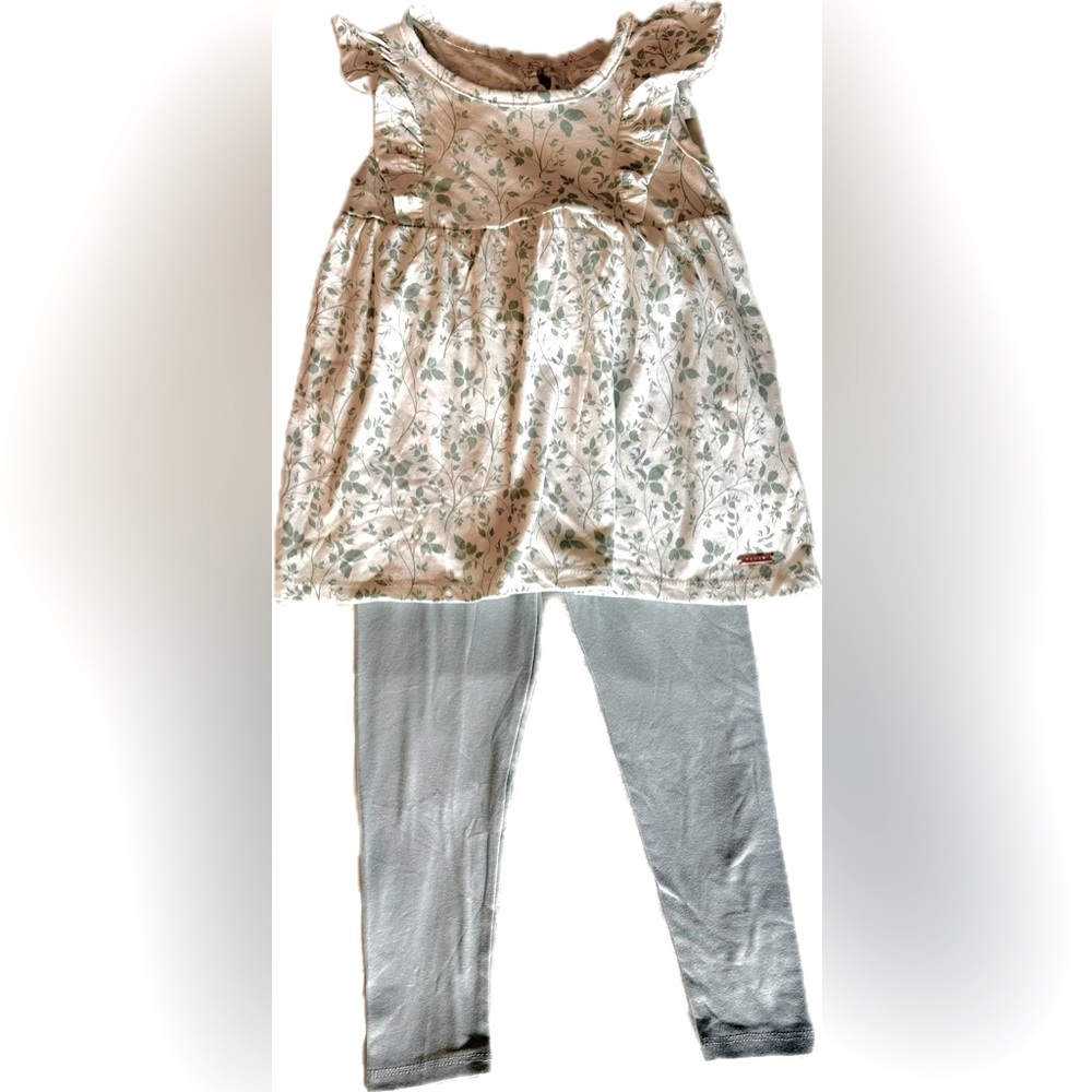 NWT 3 Piece Tahari Set, Size 4T Girl,White & Light Green, w/2 Matching Hair Ties